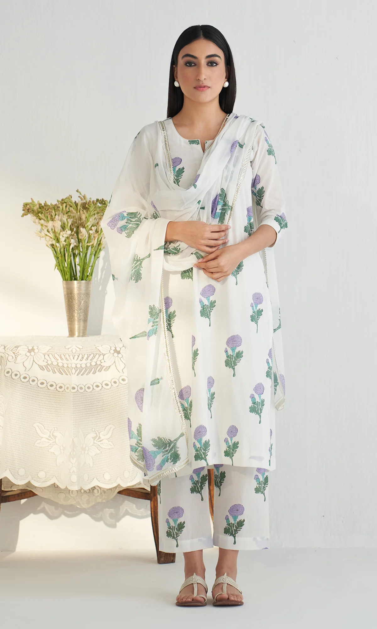Bahameen 2 Lilac Block Printed Kurta With Palazzo